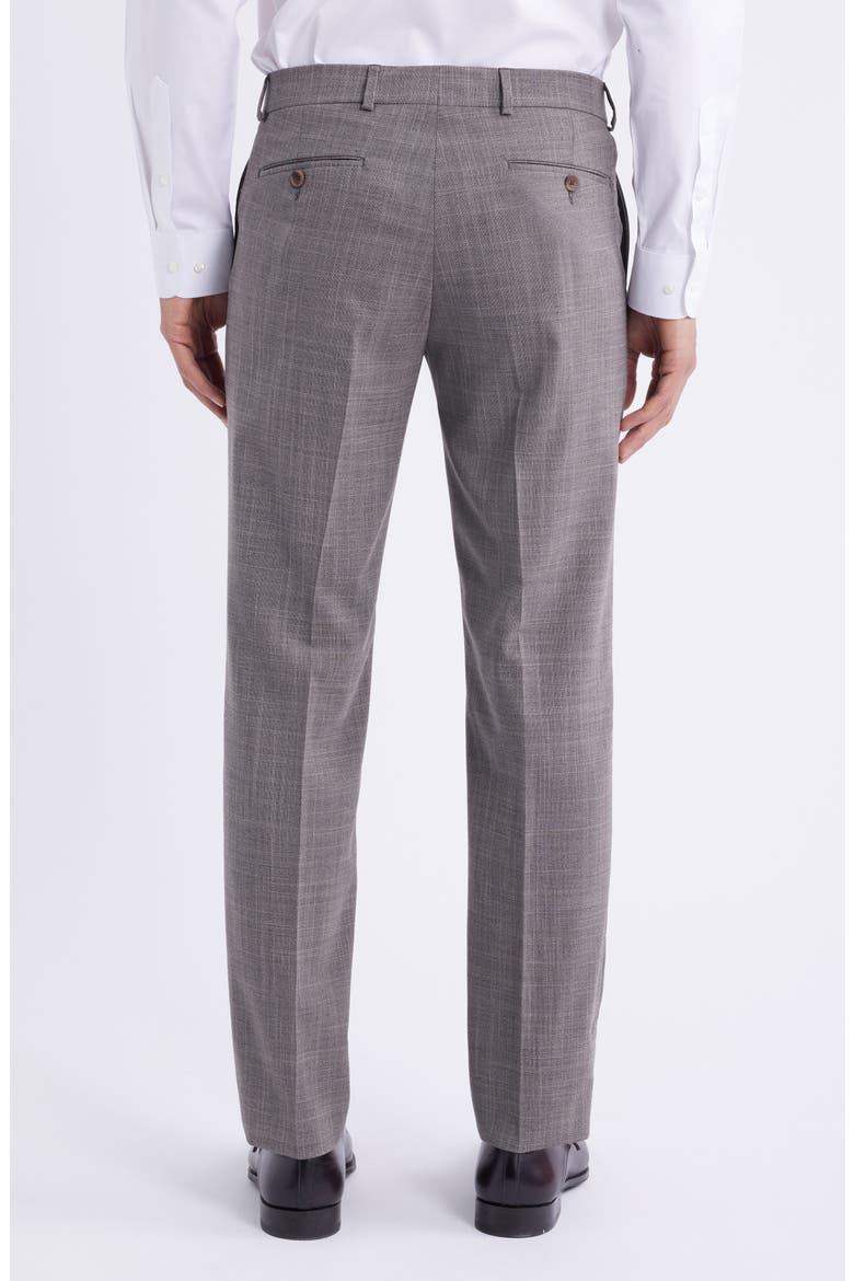 Plaid Flat Front Dress Pants, Alternate, color, TAUPE