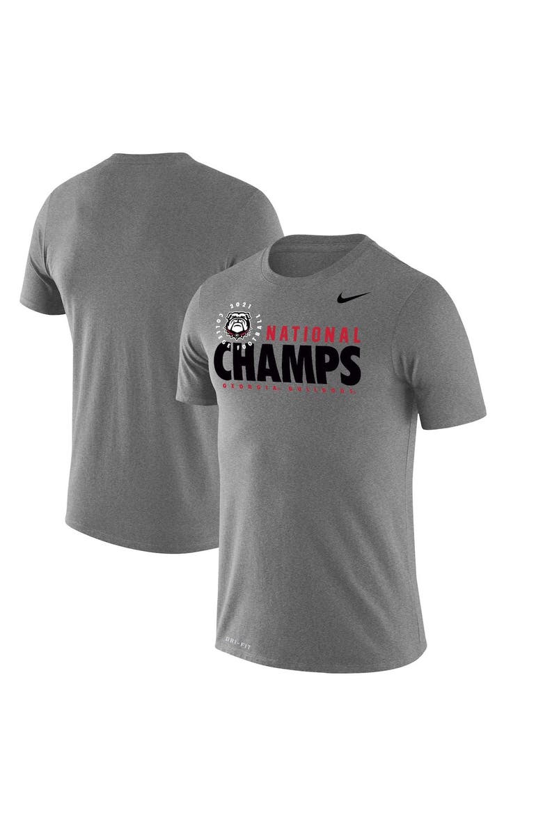 Men's Nike Heathered Gray Georgia Bulldogs College Football Playoff 2021 National Champions Stack Performance T-Shirt, Main, color, Heather Gray