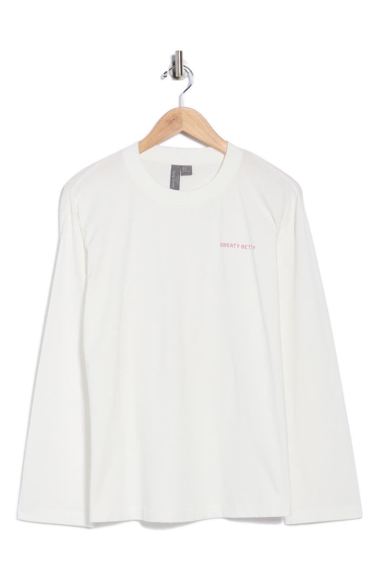 Sweaty Betty Logo Long Sleeve T-Shirt, Alternate, color, Lily White