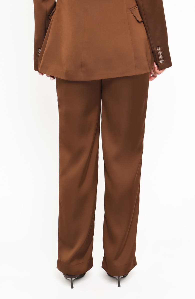 Petal & Pup Trina Belted Satin Pants, Alternate, color, Brown