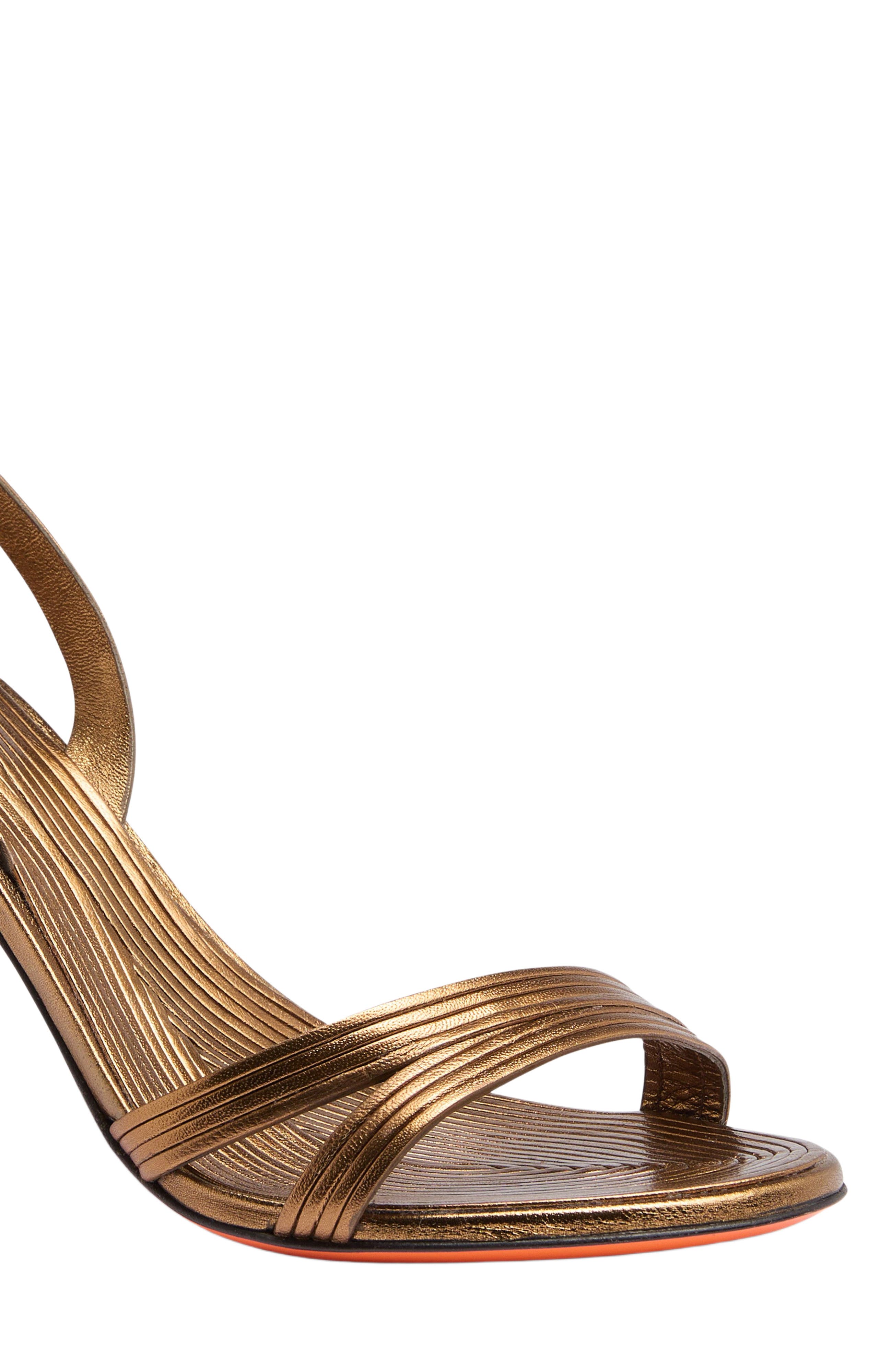 Santoni Women
s mid-heel sandal, Alternate, color, Gold