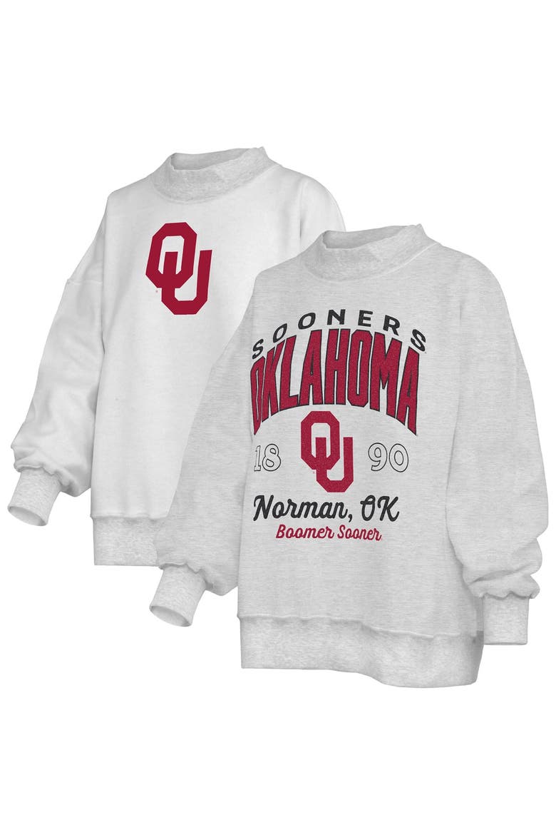 Women's Pressbox  Heather Gray Oklahoma Sooners Reversible Sweatshirt, Main, color, Heather Gray