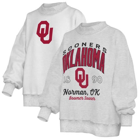 Women's Pressbox  Heather Gray Oklahoma Sooners Reversible Sweatshirt
