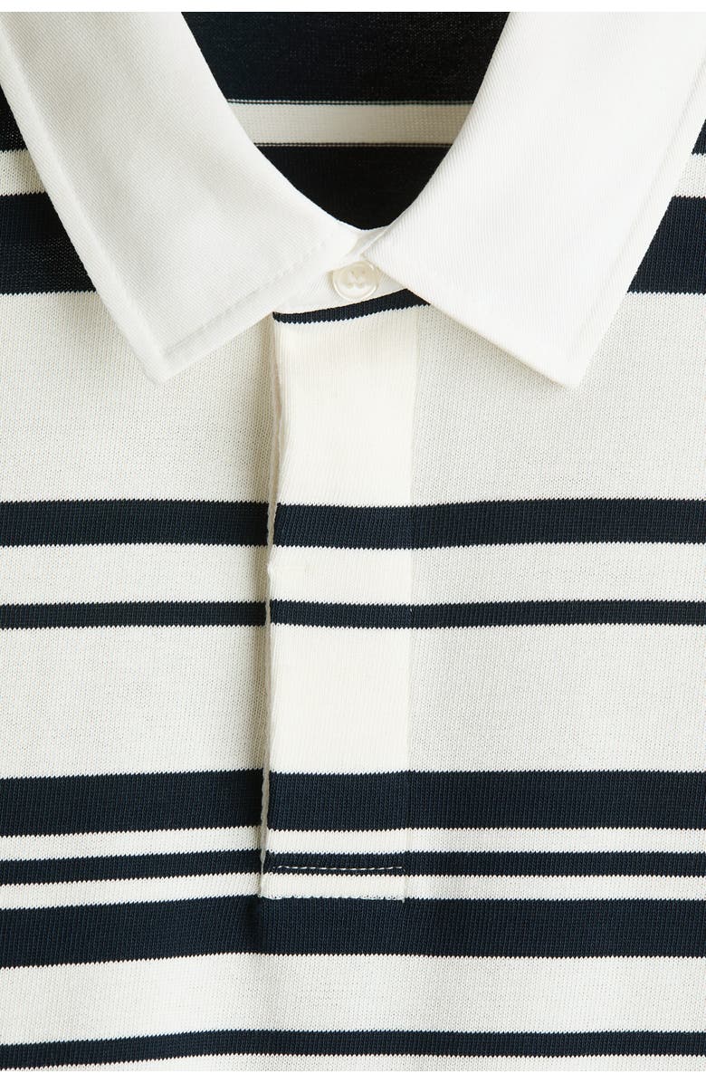 H&M Loose Fit Cotton Polo Shirt, Alternate, color, White/Striped