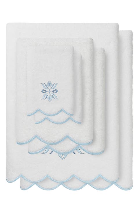 Flower Crest Scallop 6-Piece Bath Towel Set
