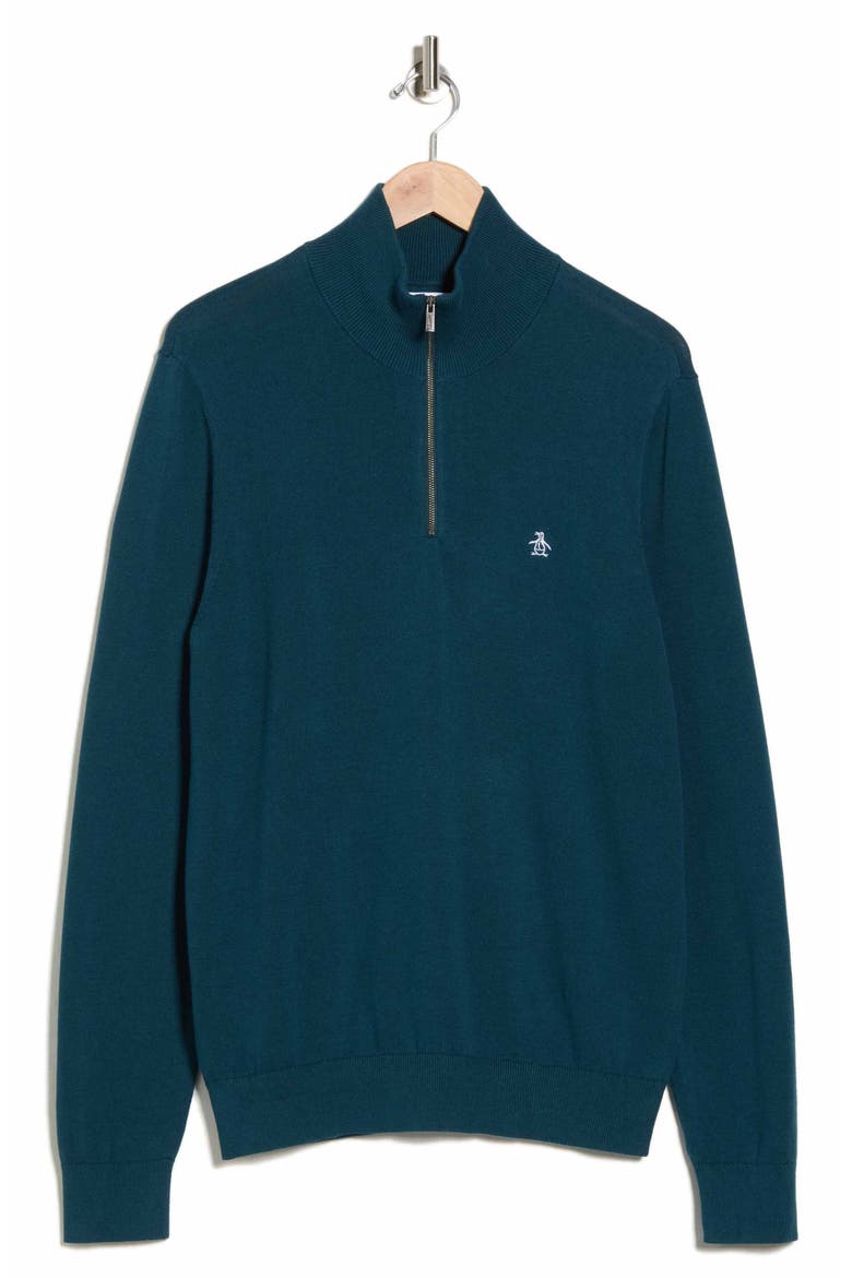 Half Zip Cotton Jersey Sweater, Alternate, color, REFLECTING POND