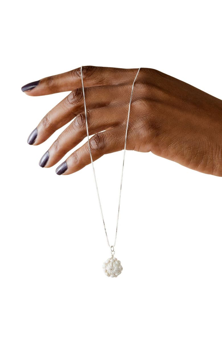 kanju Interiors Protea Hand Sculpted Floral Necklace, Main, color, Silver
