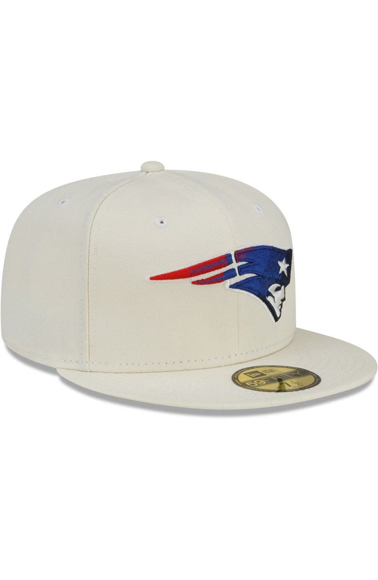 New Era Men's New Era Cream New England Patriots Chrome Color Dim 59FIFTY Fitted Hat, Alternate, color, 