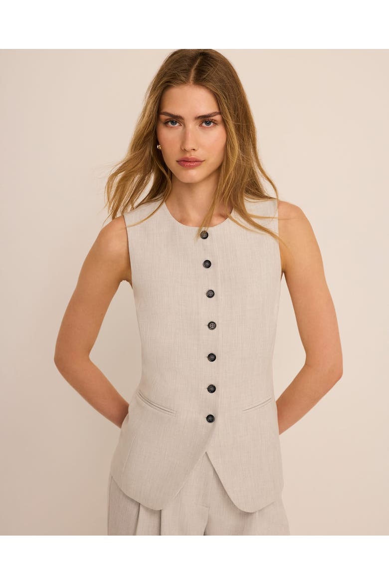 Tailored Waistcoat Sleeveless Button Down Top, Alternate, color, Grey