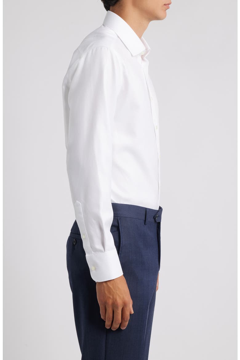 Royal Twill Slim Fit Solid Non-Iron Cotton Dress Shirt, Alternate, color, WHITE