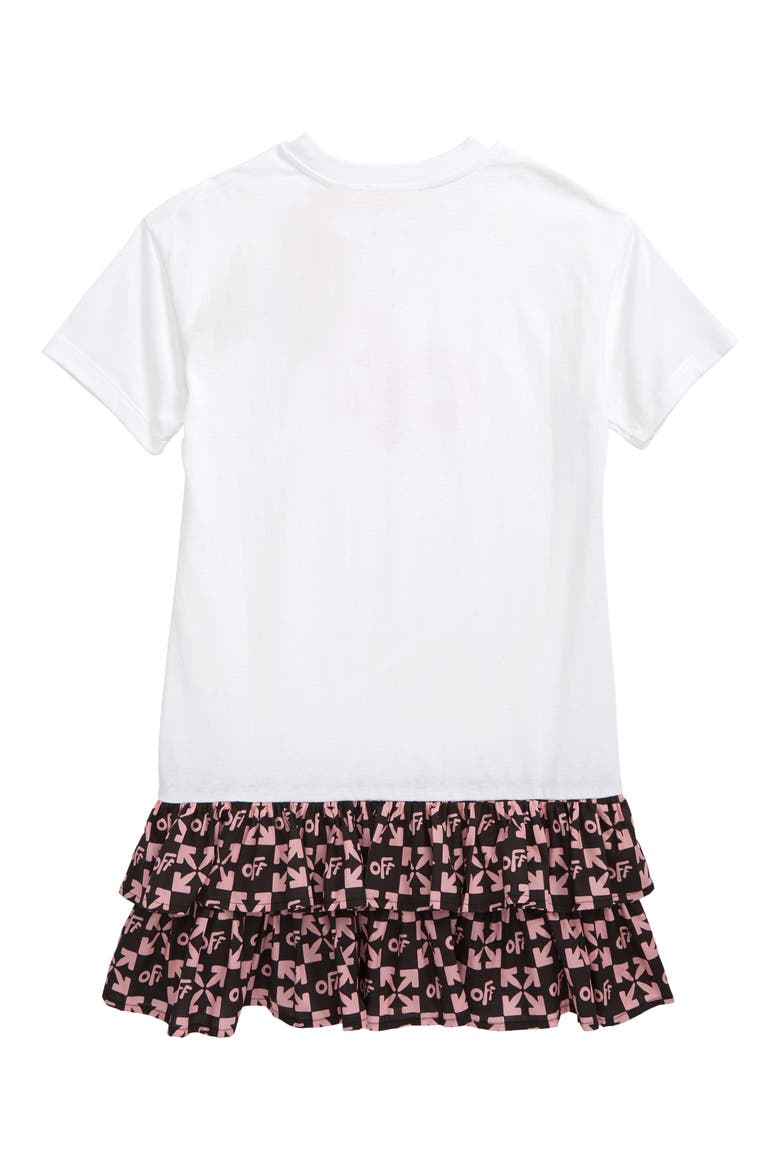 Kids' Logo Tiered Drop Waist T-Shirt Dress, Alternate, color, WHITE PINK