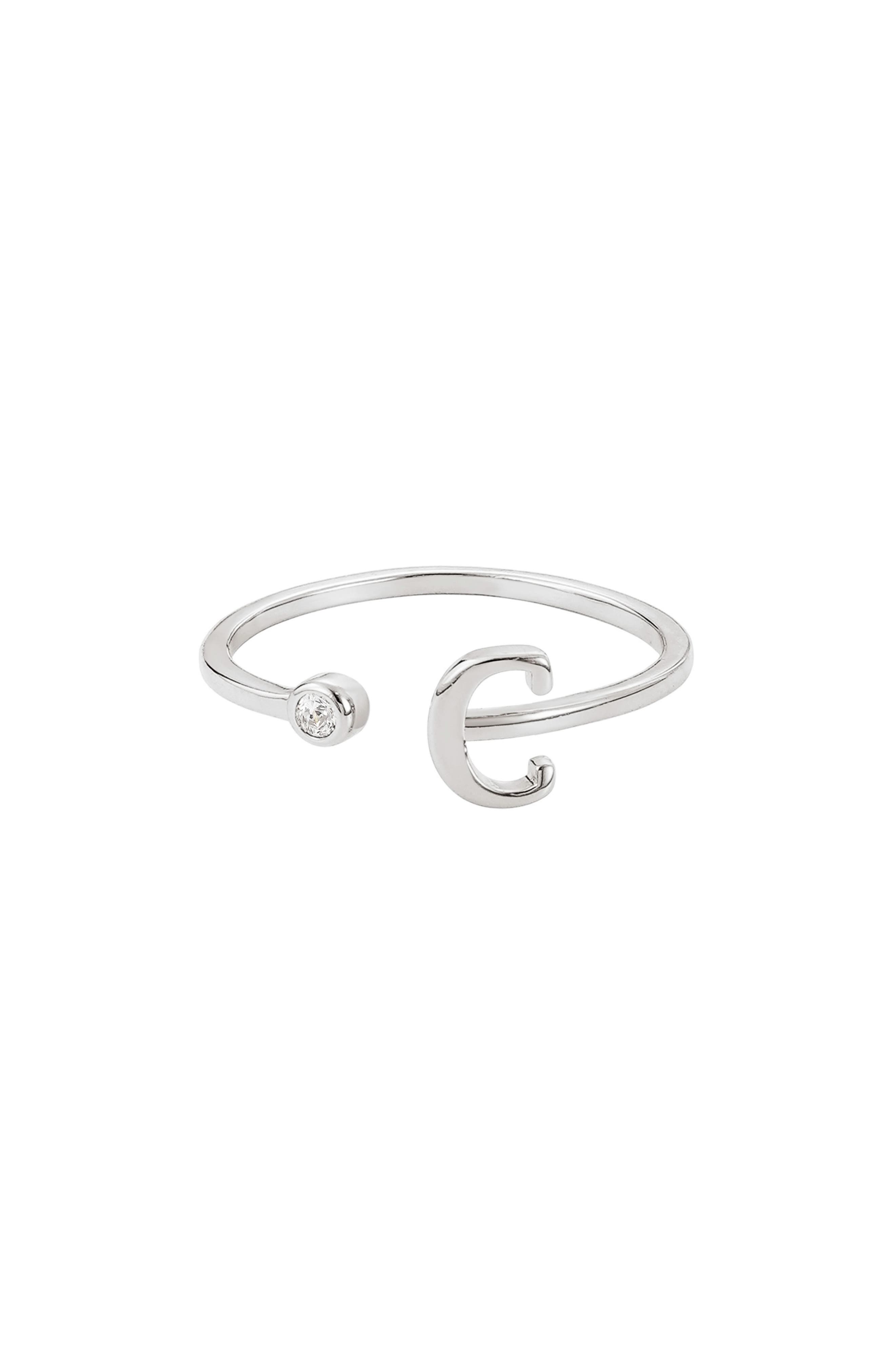 Cubic Zirconia Initial Adjustable Band Ring