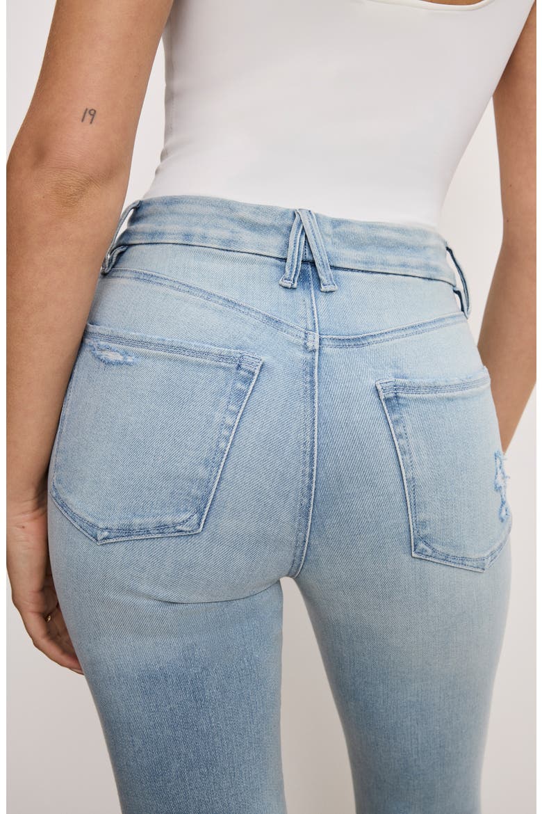 Soft-Tech Good Legs High Waist Distressed Crop Mini Bootcut Jeans, Alternate, color, INDIGO743