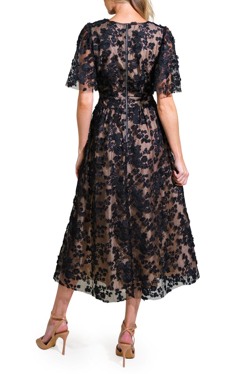 FLYING TOMATO Lace Midi Dress, Alternate, color, Black