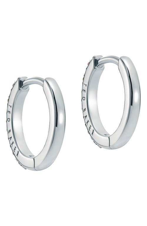 Ted Baker Heplie Pavé Hoop Earrings In Silver Tone/rainbow Crystal