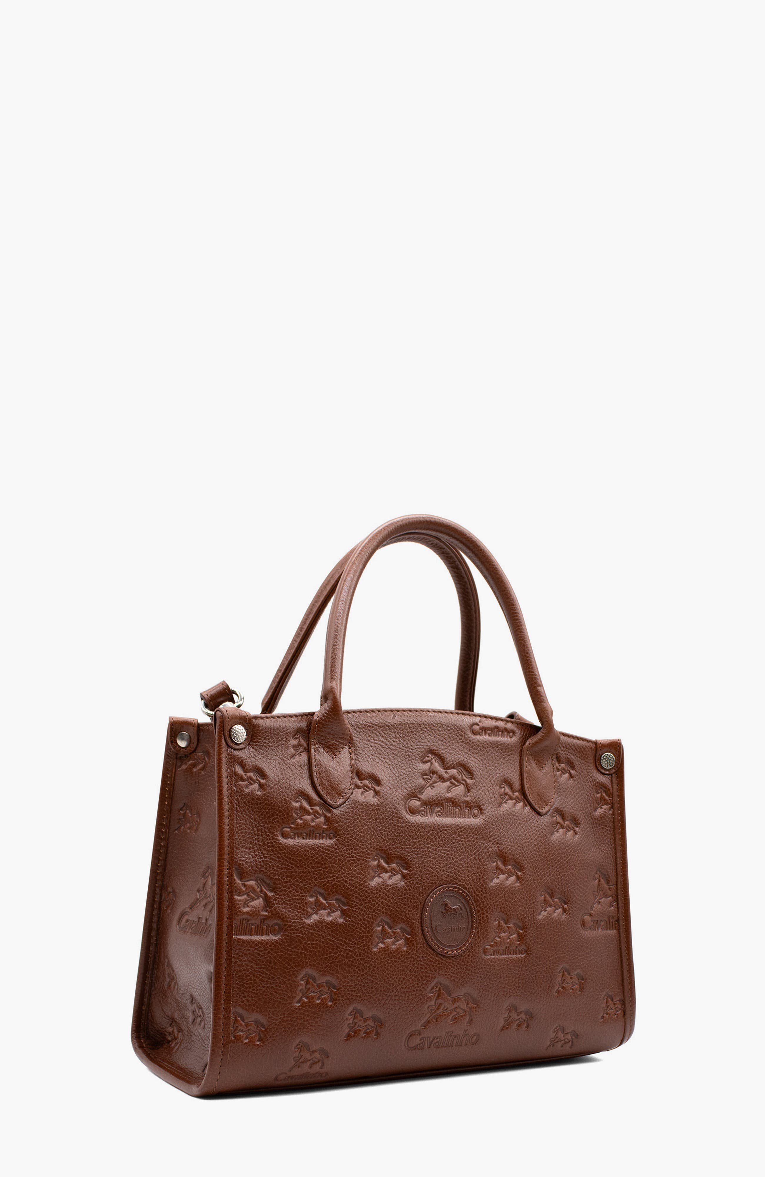 Cavalo Lusitano Embossed Leather Handbag 480, Alternate, color, Camel Brown