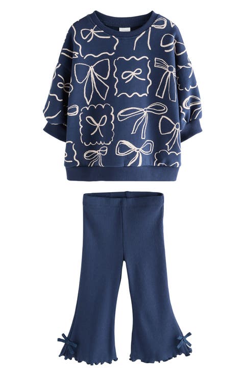 Print Sweatshirt & Flare Leggings Set (Baby, Toddler & Little Kid)
