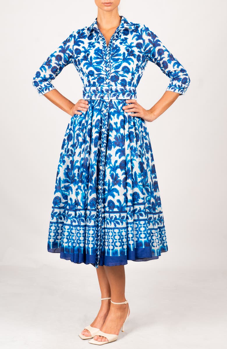 SAMANTHA SUNG A-Line Midi Aster Shirtdress, Alternate, color, Soft Aqua