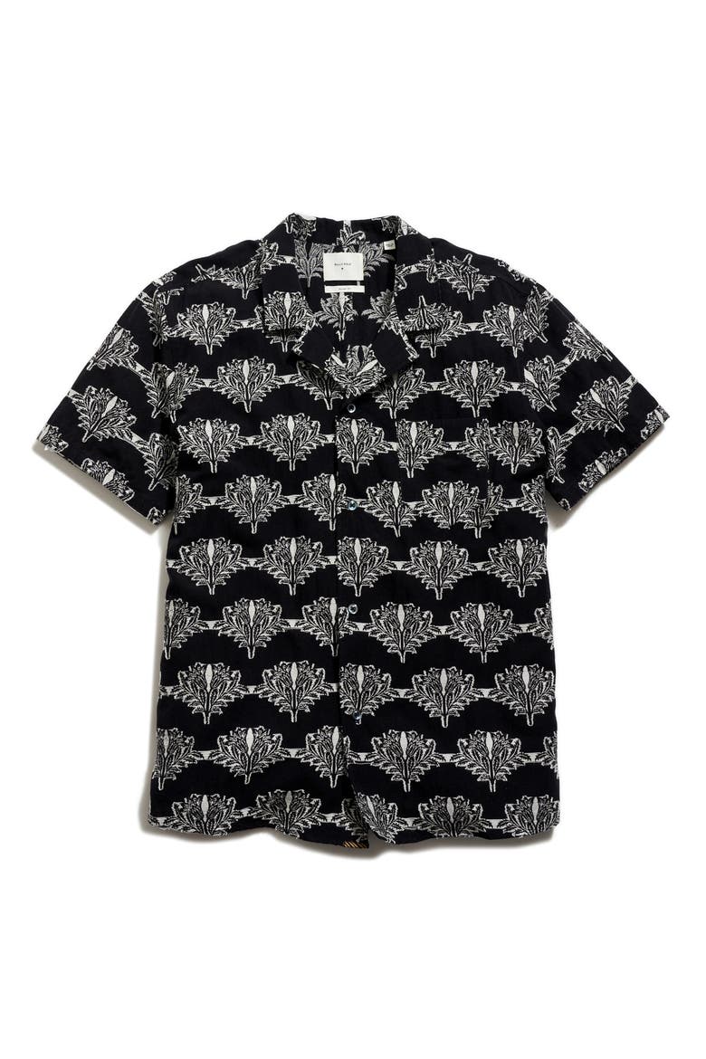 Botanical Cotton Camp Shirt, Alternate, color, BLACK