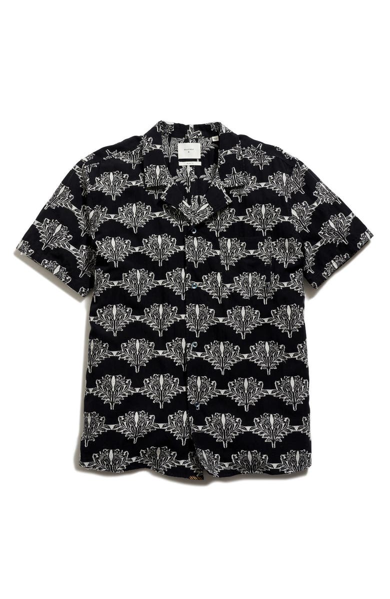 Billy Reid Botanical Cotton Camp Shirt, Alternate, color, Black