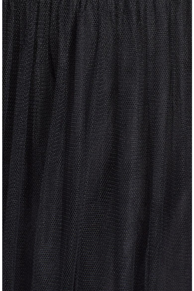 Aria Illusion Yoke Pleated Tulle Gown, Alternate, color, ONYX