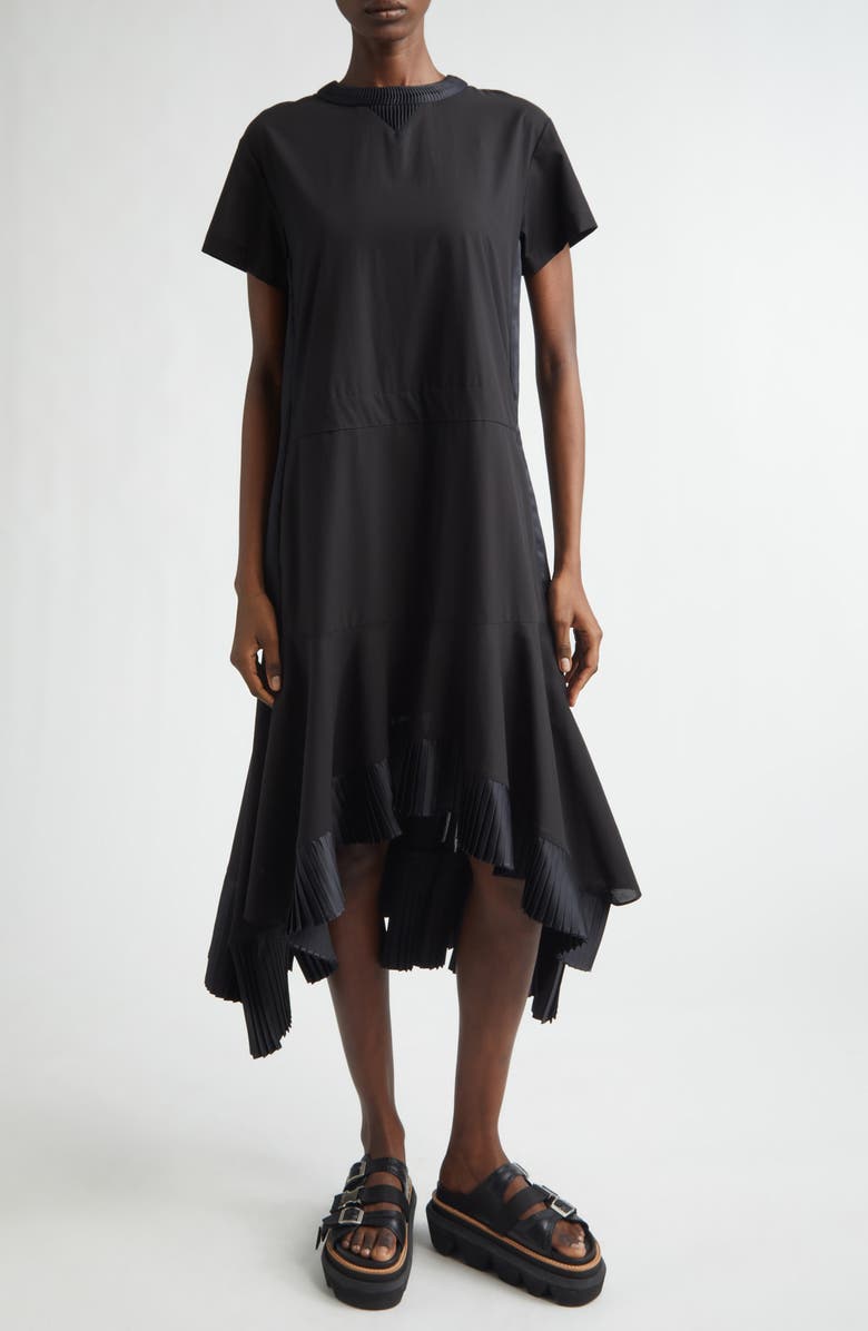 Sacai Cotton Broadcloth Dress, Main, color, Black