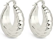 Sterling Forever Caroline Textured Hoop Earrings