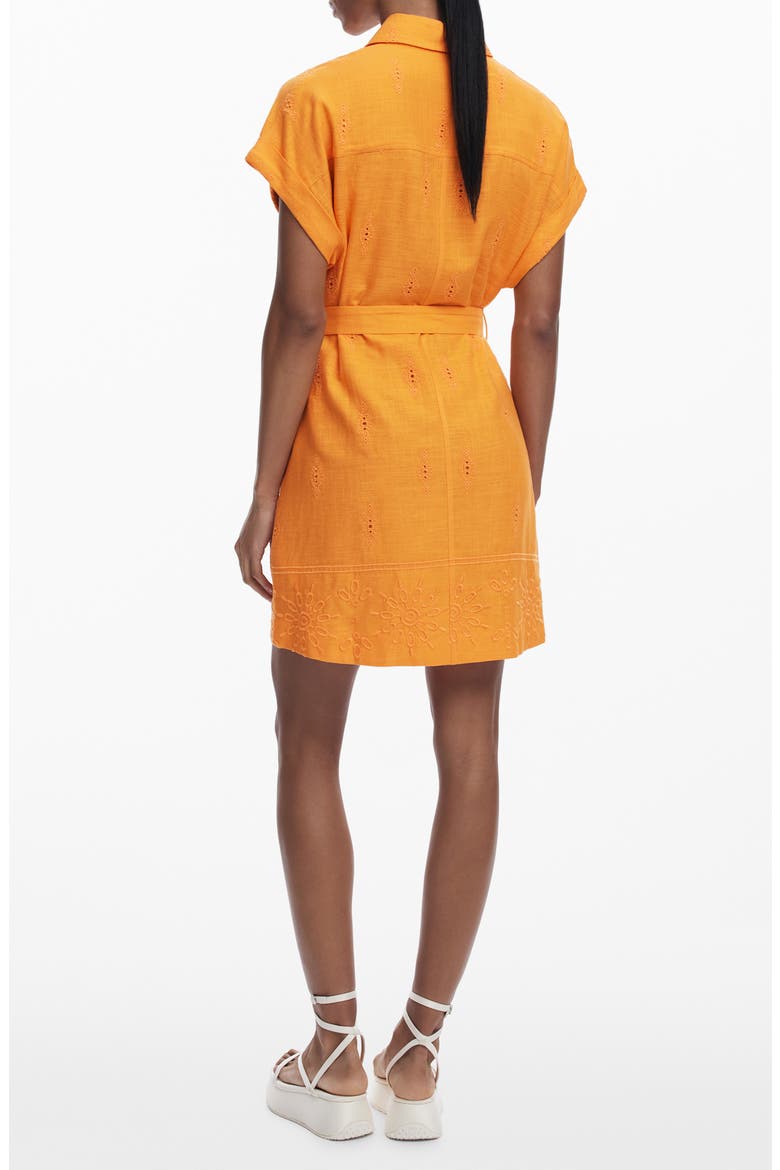 Short Sleeve Mini Shirtdress, Alternate, color, ORANGE