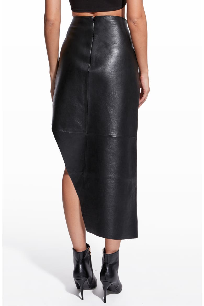 Fallon Recycled Leather Skirt, Alternate, color, BLACK