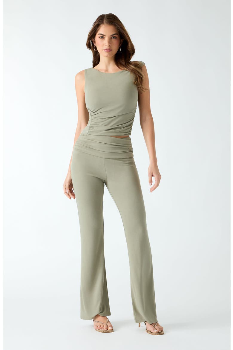 Iliana Ruched Waist Pants, Alternate, color, GREEN