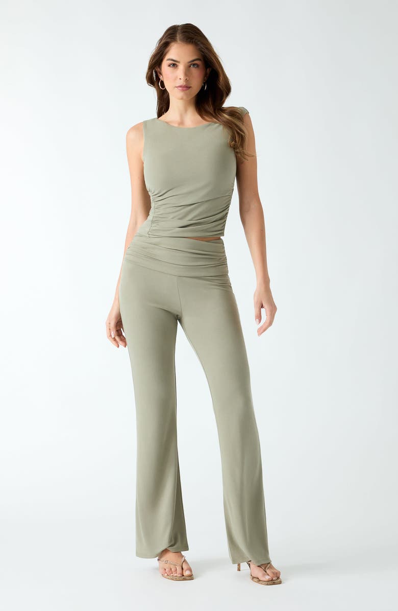 GUESS Iliana Ruched Waist Pants, Alternate, color, Green
