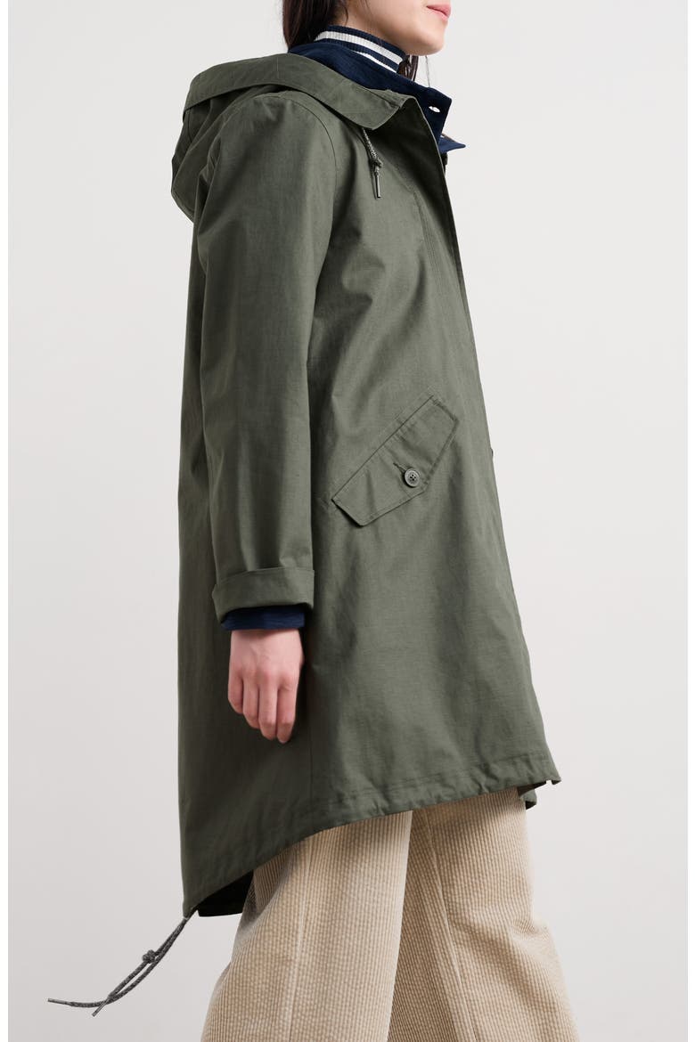 Seafaring Waterproof Linen & Cotton Hooded Coat, Alternate, color, TRELLIS