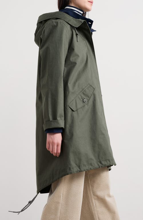 Seasalt Cornwall Seafaring Waterproof Linen & Cotton Hooded Coat In Gray
