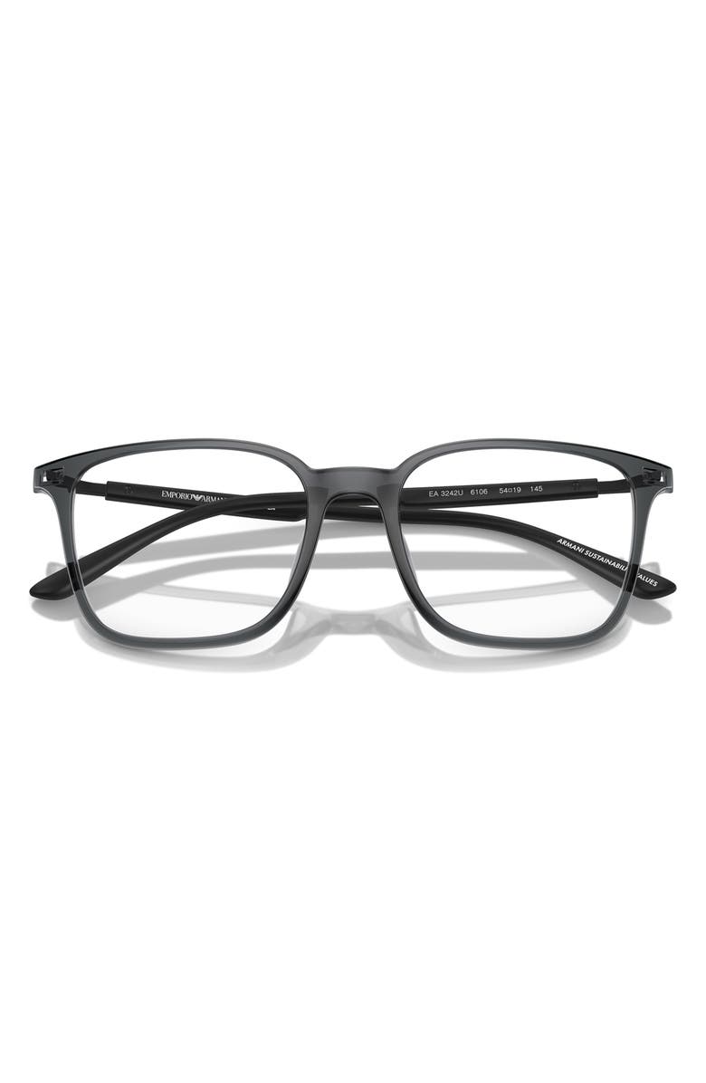 Emporio Armani 54mm Square Optical Glasses, Alternate, color, Shiny Black / Demo Lens