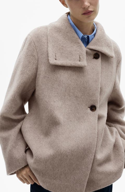 High Neck Wool Blend Coat