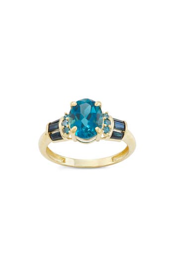 Shop Fuzion Creations London Blue Topaz & Sapphire Ring In Yellow