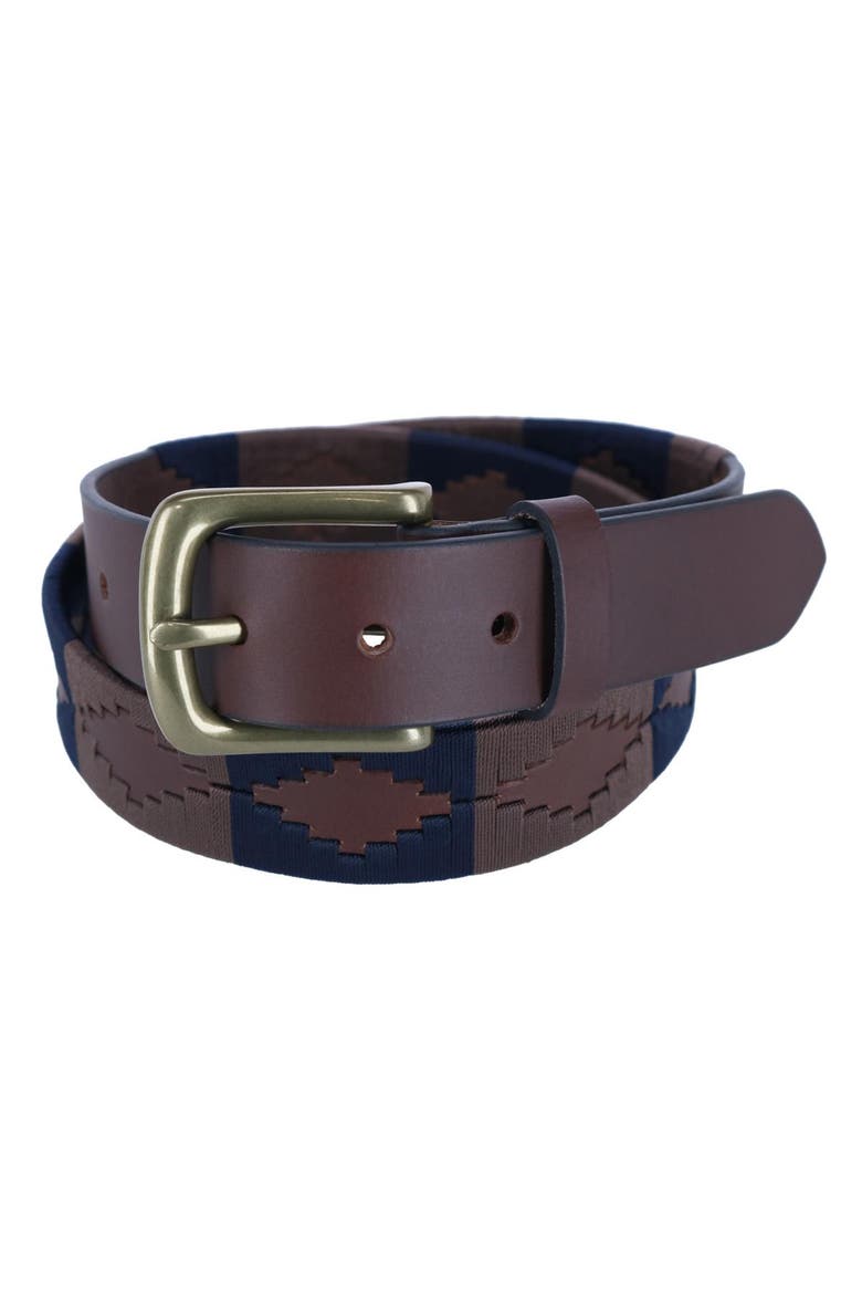 Men's Hand Stitched 35mm Polo Belt, Main, color, Navy/Light Brown