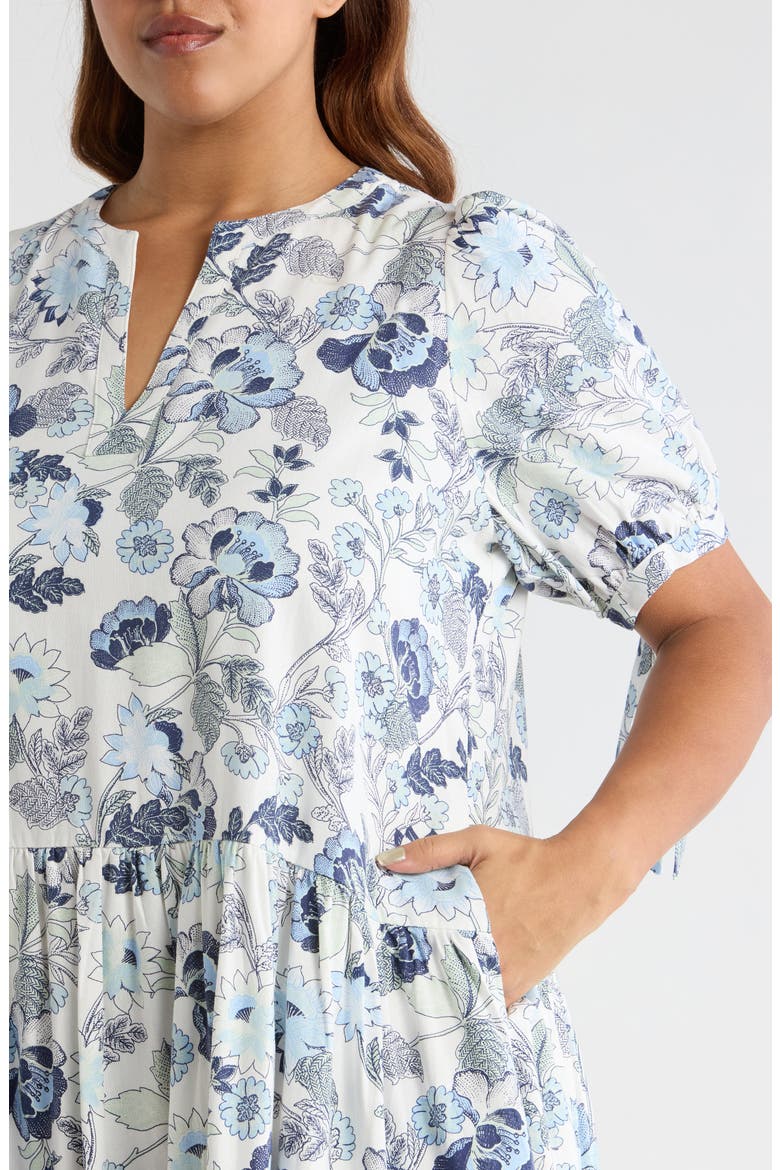 Wrenley Floral Print Minidress, Alternate, color, WHITE-BLUES