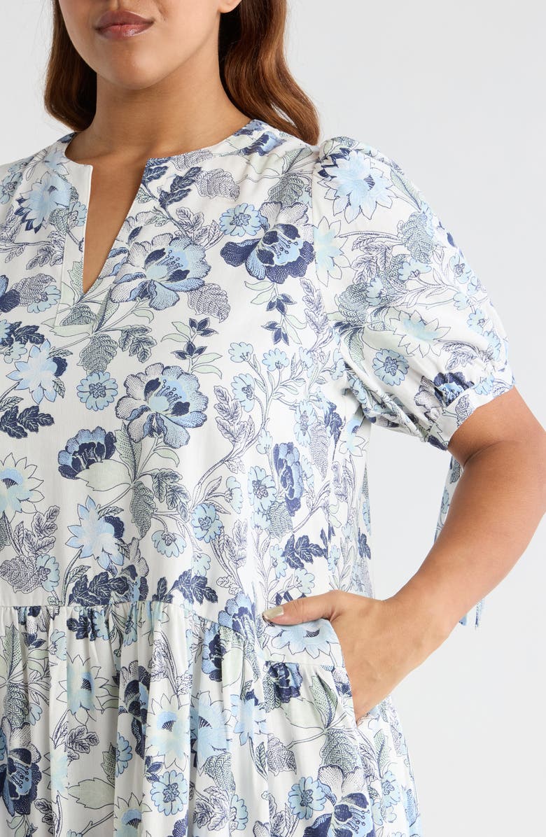 SUGARLIPS Wrenley Floral Print Minidress, Alternate, color, White-Blues