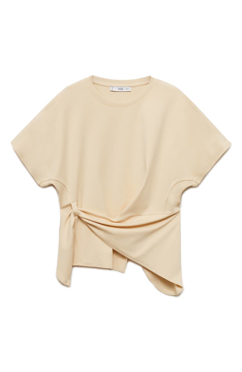 MANGO Draped Cotton T-Shirt, Alternate, color, Vanilla