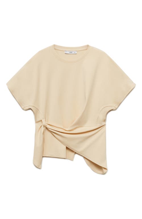 Mango Draped Cotton T-shirt In Neutral