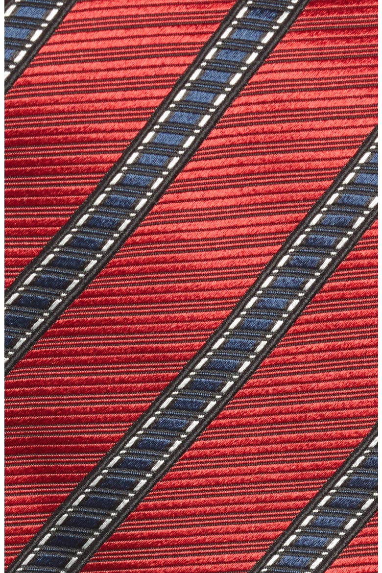 Stripe Silk Tie, Alternate, color, RED