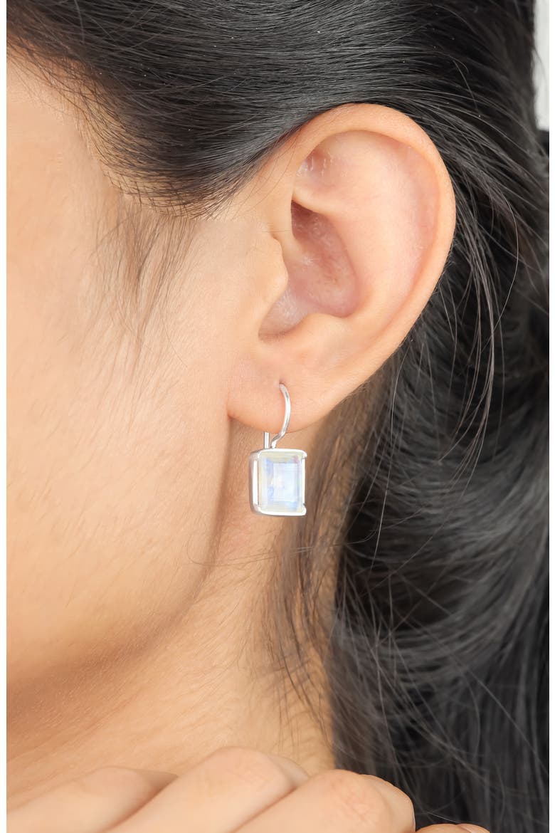 Semiprecious Stone Drop Earrings, Alternate, color, LIGHT BLUE/ WHITE