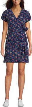 Lands' End Cotton Modal V Neck Mini Wrap Dess