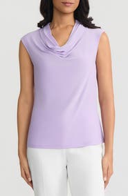 KASPER Cowl Neck Cap Sleeve Knit Top