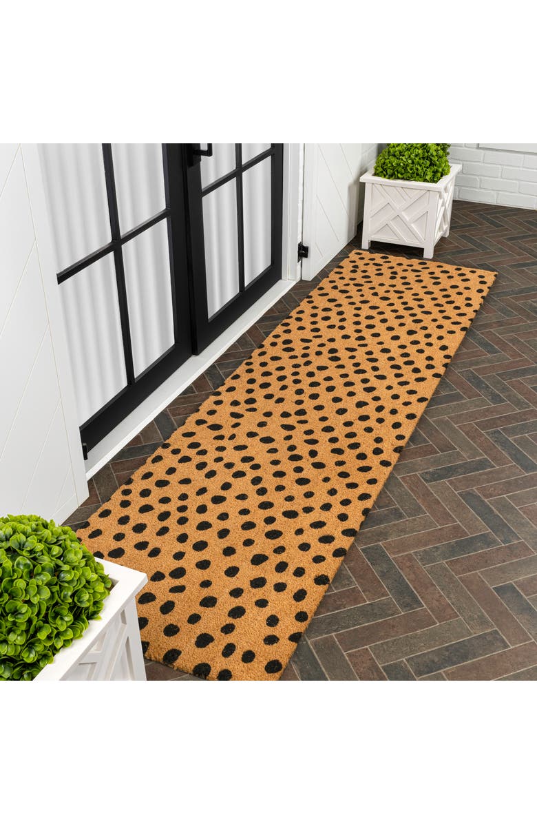 JONATHAN Y Peater Classic Casual Commerical Natural Coir Mat Indoor/Outdoor, Alternate, color, Natural Black Dot