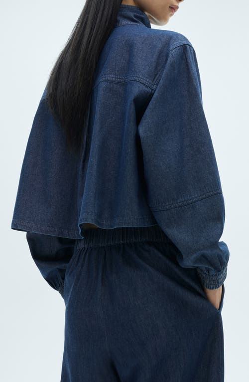 Mango Flap Pocket Denim Jacket In Medium Blue