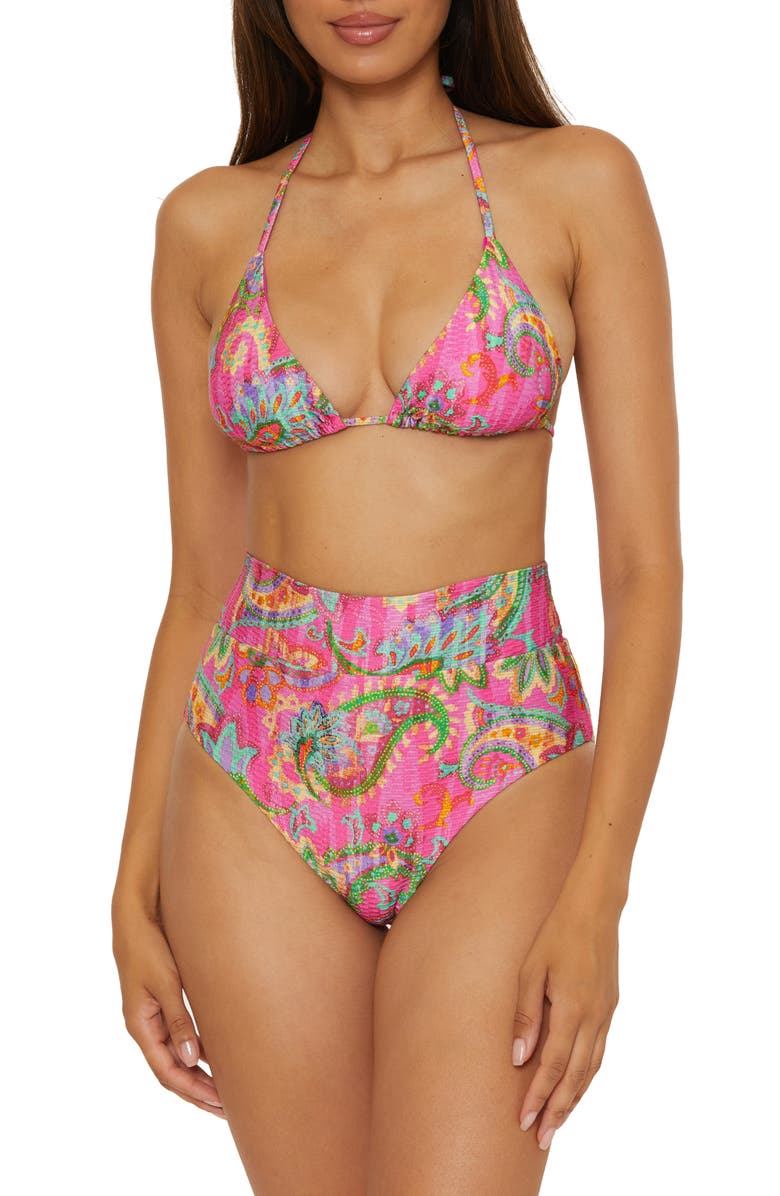 Becca Polynesia High Waist Bikini Bottoms, Alternate, color, Pink Multi