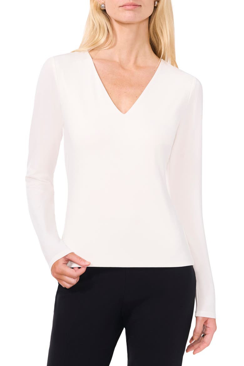 Compression V-Neck Top, Main, color, NEW IVORY