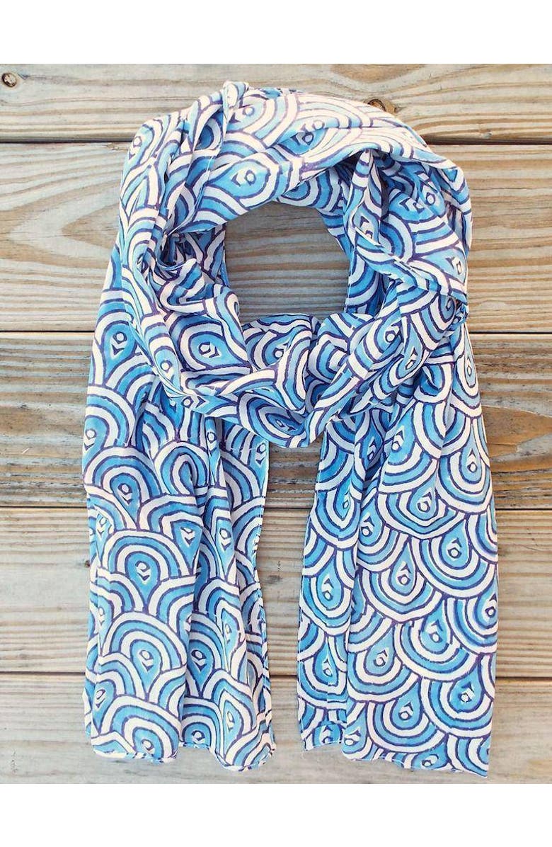 Passion Lilie Peacock Blue Scarf, Alternate, color, Peacock Blue Scarf